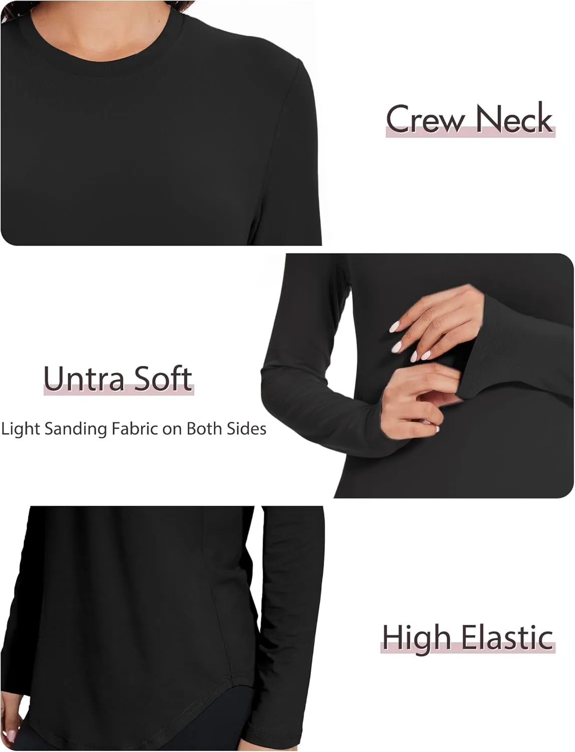 1/4 Pack Womens Long Sleeve Tunic Tops for Leggings Loose Fit Tee Shirts Crew Neck Plus Size T Shirts Blouses Tops