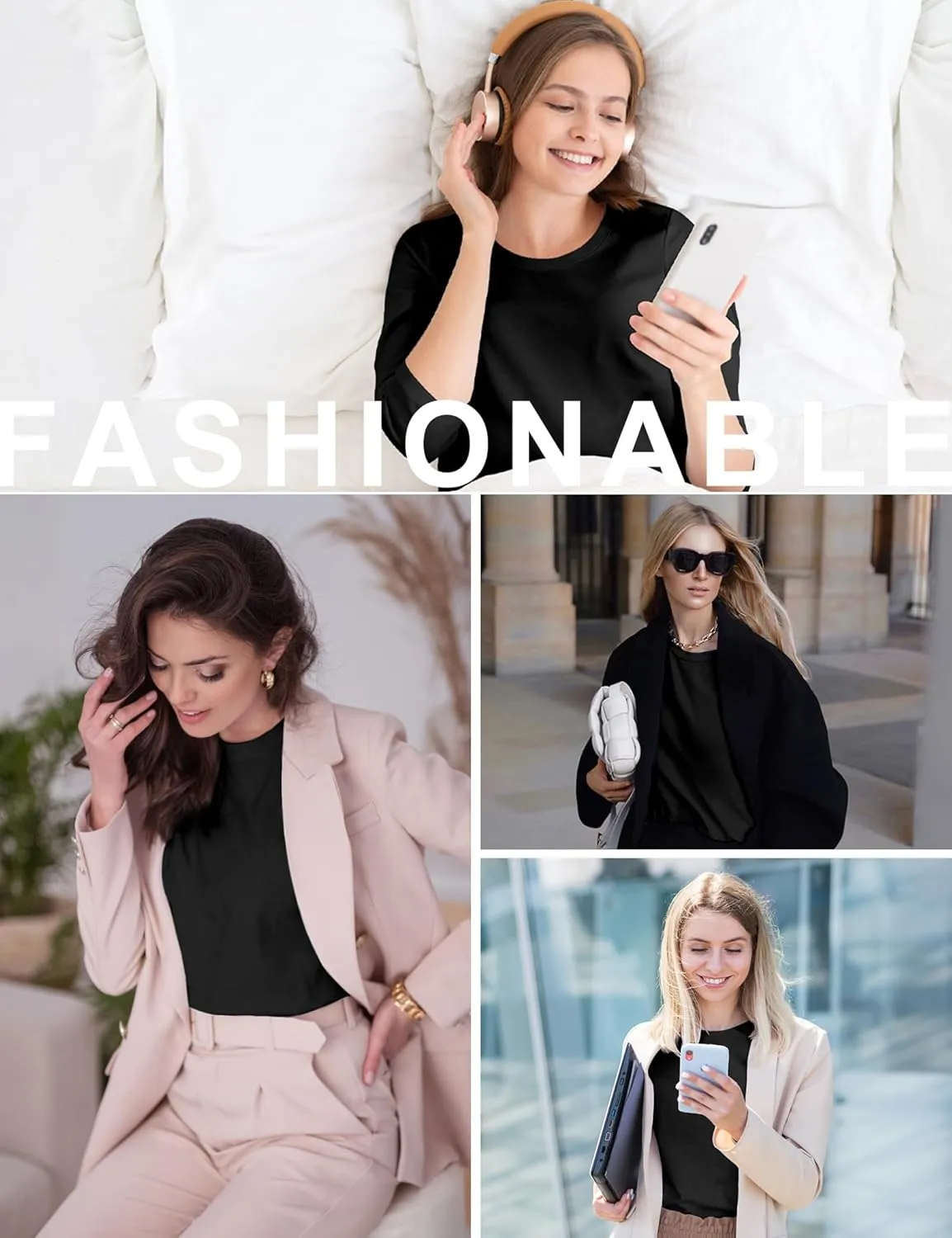 1/4 Pack Womens Long Sleeve Tunic Tops for Leggings Loose Fit Tee Shirts Crew Neck Plus Size T Shirts Blouses Tops