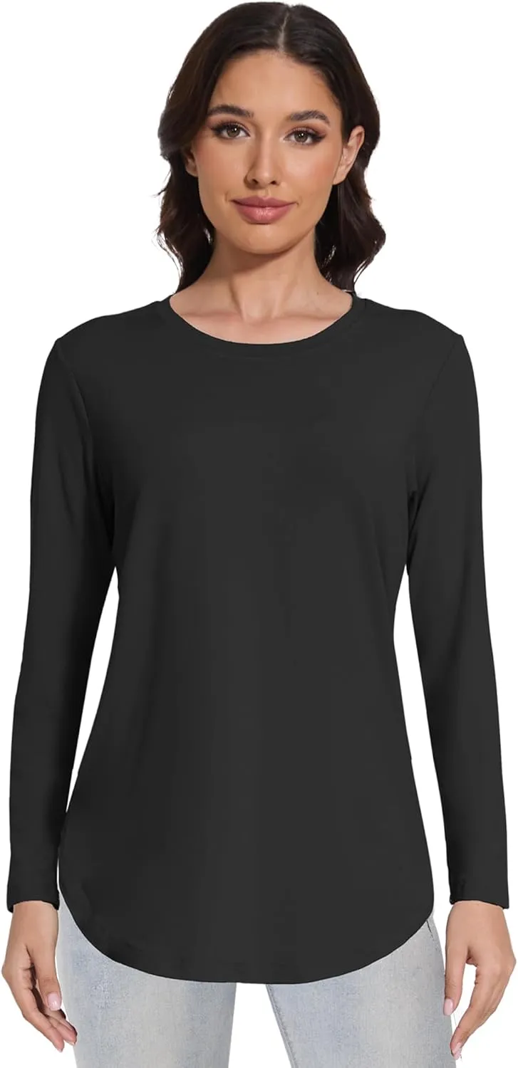 1/4 Pack Womens Long Sleeve Tunic Tops for Leggings Loose Fit Tee Shirts Crew Neck Plus Size T Shirts Blouses Tops