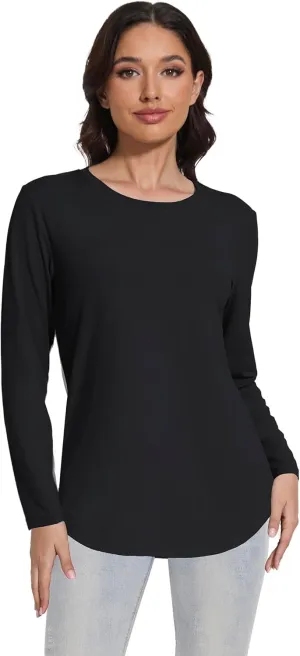1/4 Pack Womens Long Sleeve Tunic Tops for Leggings Loose Fit Tee Shirts Crew Neck Plus Size T Shirts Blouses Tops