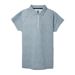 2024 FootJoy Women's Short Sleeve 1/4 Zip Polo - Heather Grey / White