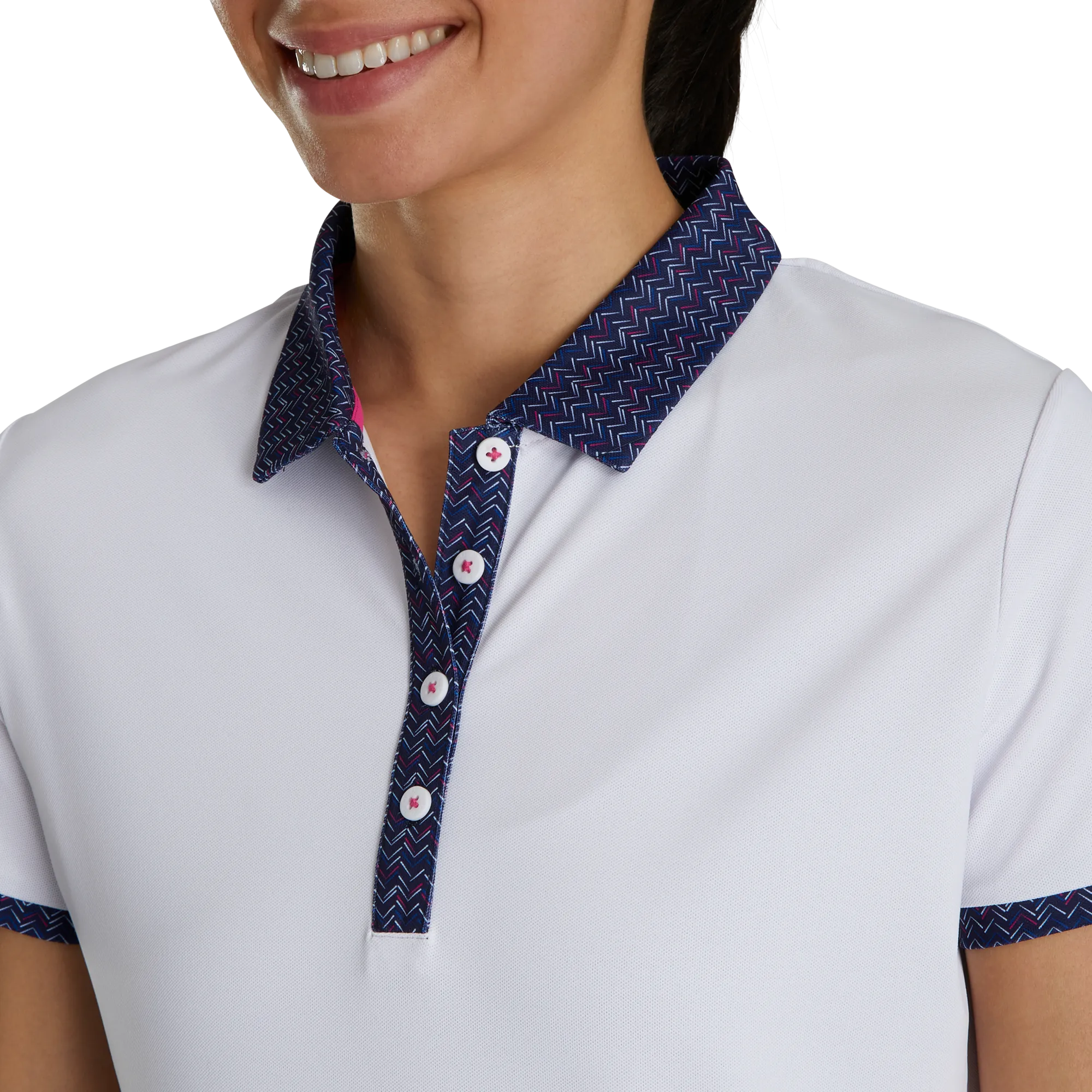 2024 FootJoy Women's Short Sleeve Print Polo - White