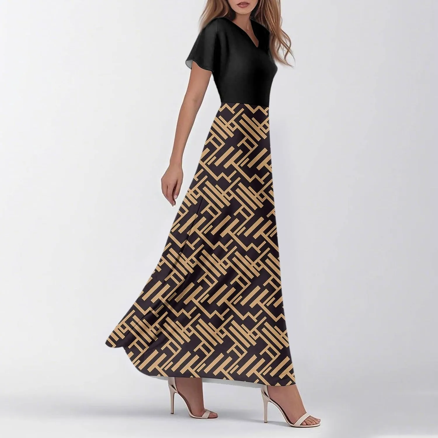 4th of July Dress for Women 2025 Summer Floral V Neck Wrap Short Sleeve Beach Sundress Flowy Elegant Casual Maxi Dresses