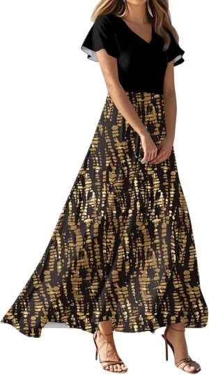4th of July Dress for Women 2025 Summer Floral V Neck Wrap Short Sleeve Beach Sundress Flowy Elegant Casual Maxi Dresses