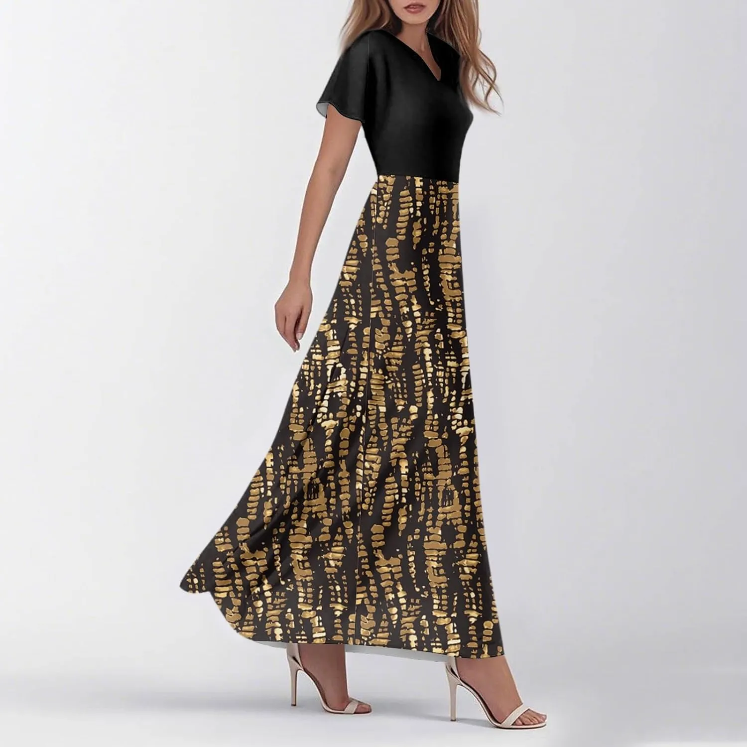 4th of July Dress for Women 2025 Summer Floral V Neck Wrap Short Sleeve Beach Sundress Flowy Elegant Casual Maxi Dresses