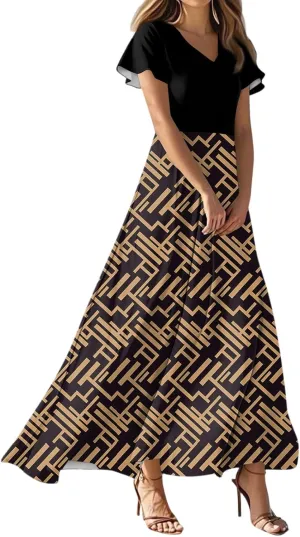 4th of July Dress for Women 2025 Summer Floral V Neck Wrap Short Sleeve Beach Sundress Flowy Elegant Casual Maxi Dresses