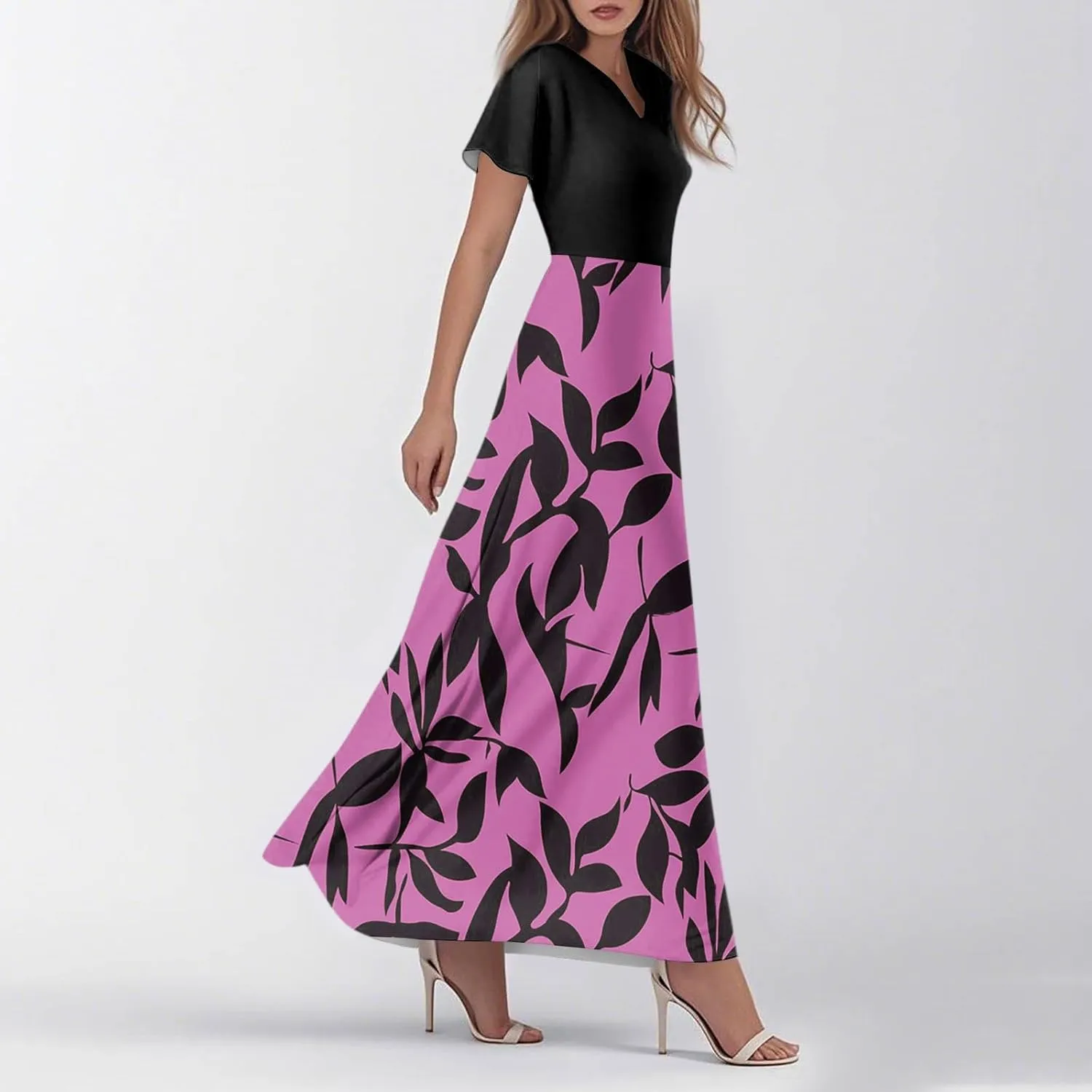 4th of July Dress for Women 2025 Summer Floral V Neck Wrap Short Sleeve Beach Sundress Flowy Elegant Casual Maxi Dresses