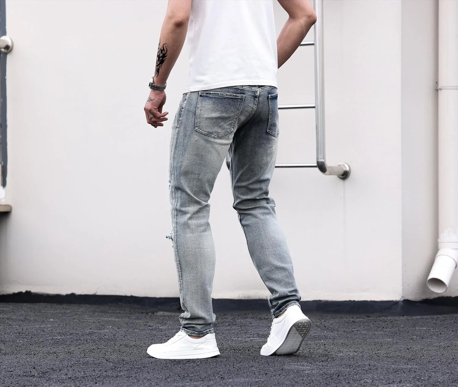 ABSECAI Men's Ripped Jeans Slim Fit Skinny Stretch Jeans Pant