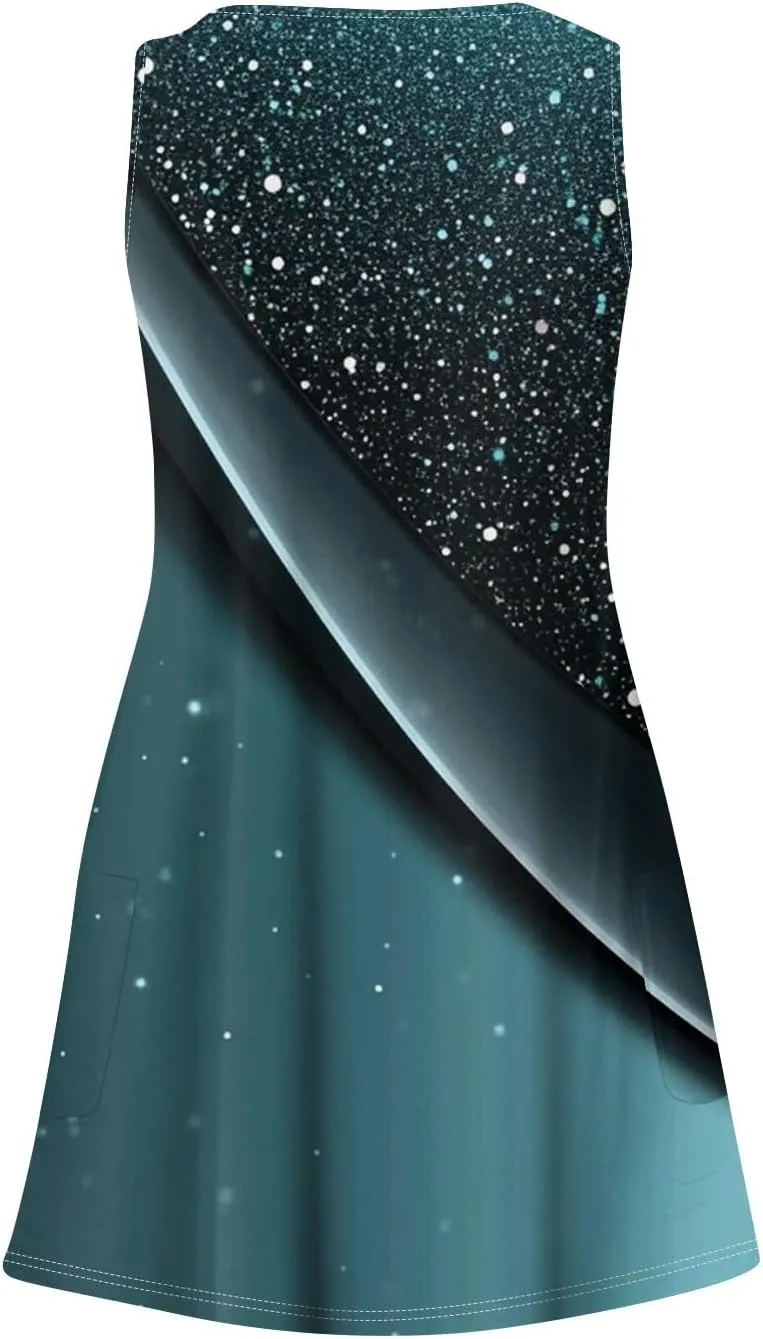 ADHOWBEW Beach Dresses for Women 2025 V Neck Tropical Elegant Casual Sleeveless Sexy Plus Size Flowy Dress