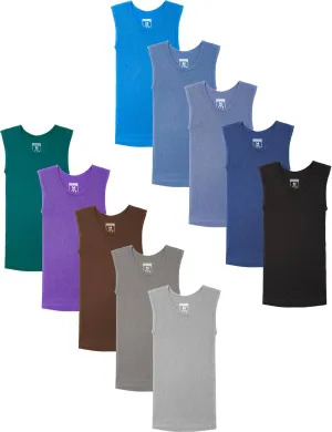 Andrew Scott Boys' Muscle Tank Top | Cotton Color Sleeveless Crew Neck Undershirts -Pack of 10