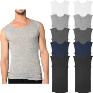 Andrew Scott Men's 10-Pack Color Muscle Tanks | Sleeveless Crew Workout Tank Top Cotton Undershirts