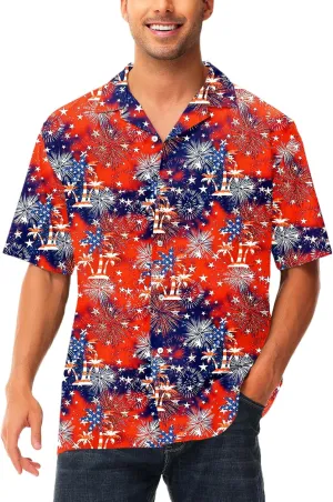 AOBUTE Men July 4th Shirts American Flag Hawaiian Shirt Funny LGBTQ Holiday Top