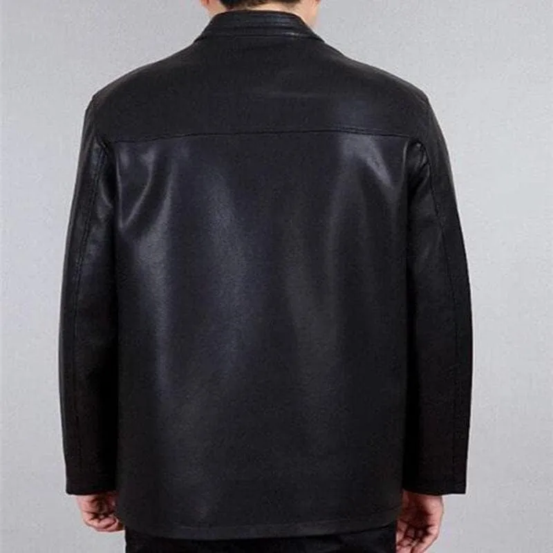 Aoleaky Chinese Style Men's Leather Coat Men Clothing Loose Embroidery Coatstang Suit Chinoiserie Jackets Outerwear