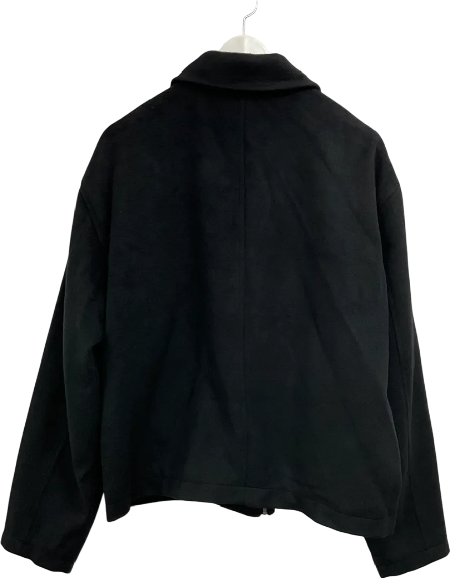 ASOS Black Wool Look Oversized Crop Harrington Jacket UK M