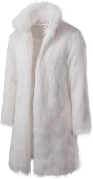 BADHUB Men's Long Sleeve Fluffy Faux Fur Winter Warm Overcoat, Long Thicken Soft Jacket Outerwear Fashion Long Trench Coat
