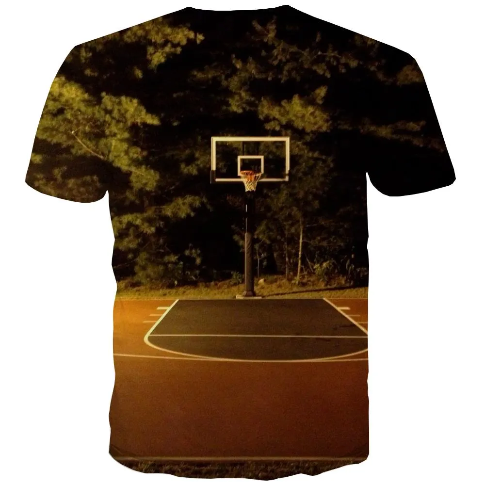 Basketball T shirts Men Night View T-shirts 3d Galaxy T-shirts Graphic City Tshirts Novelty