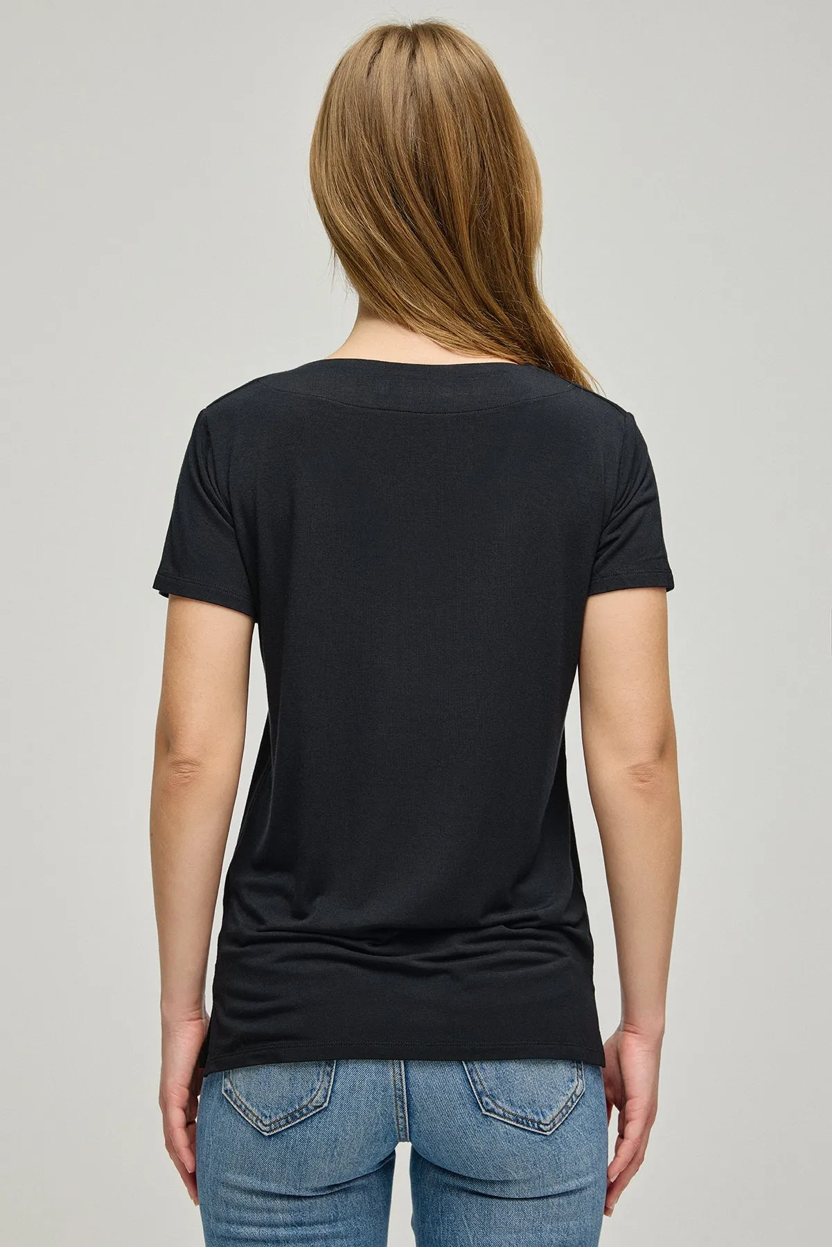 Black Modal Tracy V-Neck Women's T-Shirt