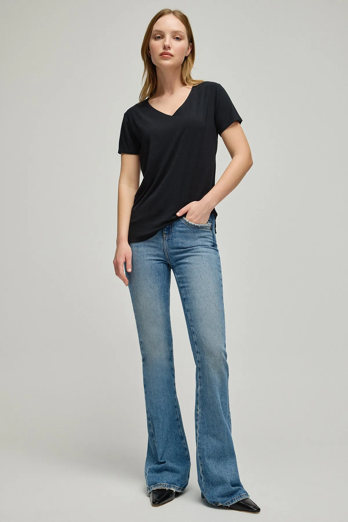 Black Modal Tracy V-Neck Women's T-Shirt