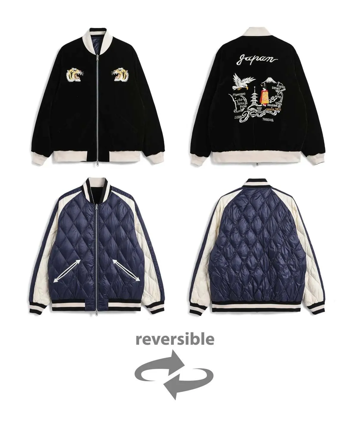 Black Navy Reversible Skajan Down Jacket
