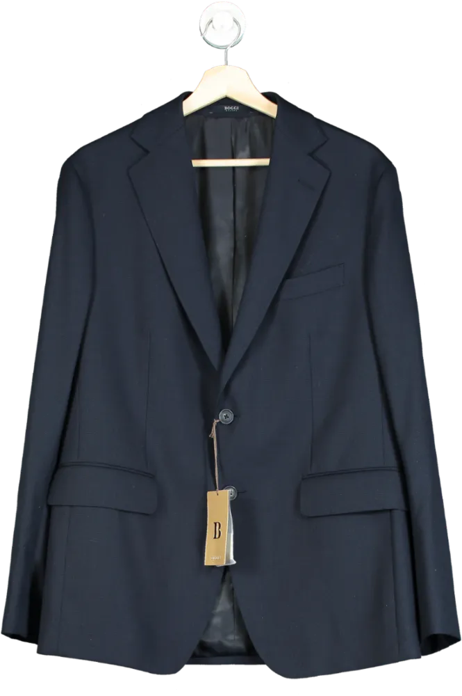 Boggi Milano Blue Navy 4ply 100% Wool Blazer Sz50 UK L/XL