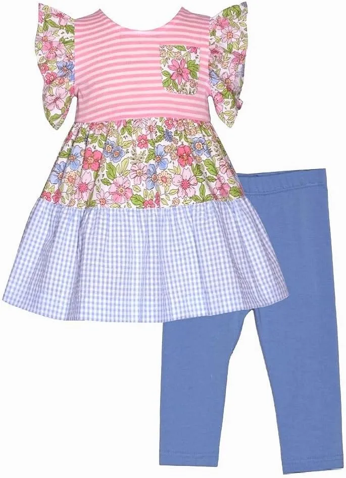 Bonnie Jean Girls 12M-6X Embroidered Tunic Top Legging Pant Set