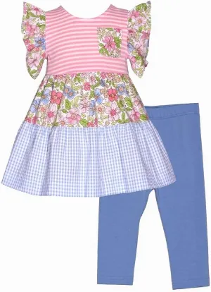Bonnie Jean Girls 12M-6X Embroidered Tunic Top Legging Pant Set