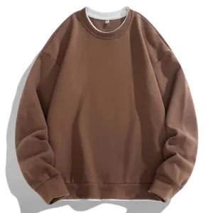 BONSIR  -  Men's 2024 Pullover Round Neck Fashionable Splicing Solid Color Loose Casual Long Sleeved T-shirt Versatile Long Sleeved Tops