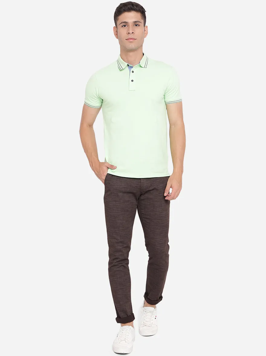 Brown Printed Neo Fit Casual Trouser | Greenfibre