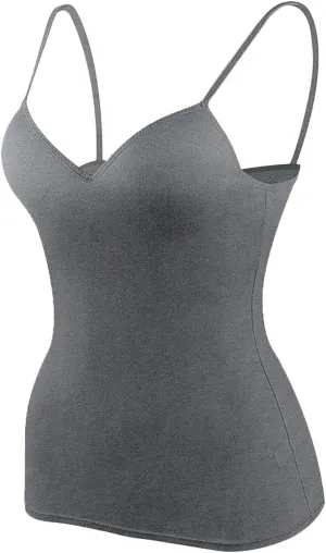 Camisole Tops for Women Wtih Shelf Bra Spaghetti Strap Yoga Shirt Basic Breathable Tank Top Layer Padded Bra