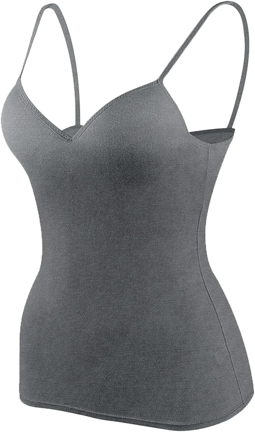 Camisole Tops for Women Wtih Shelf Bra Spaghetti Strap Yoga Shirt Basic Breathable Tank Top Layer Padded Bra