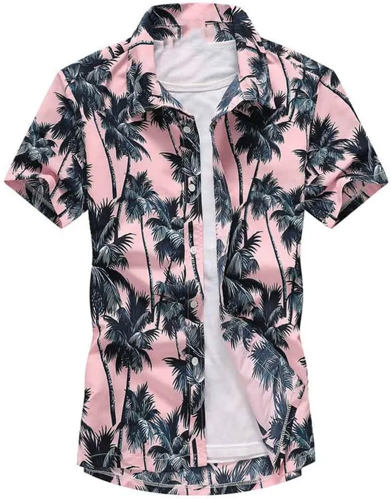 Casual Floral Beach Men's Shirt Summer Short Sleeve Hawaiian Shirts Quick Dry Shirt