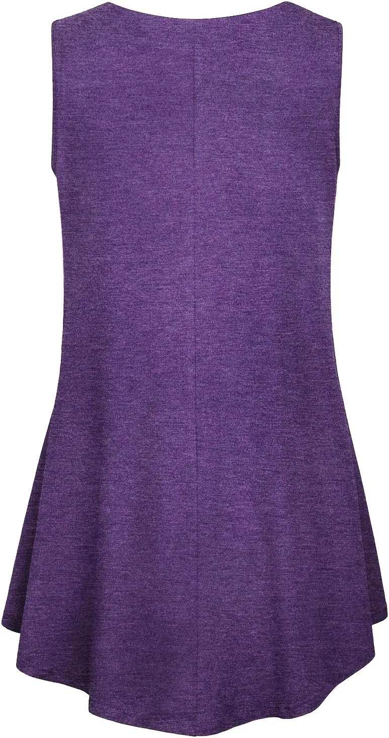 Cestyle Womens Sleeveless V Neck Shirts Pleated Front Flowy Tank Tops
