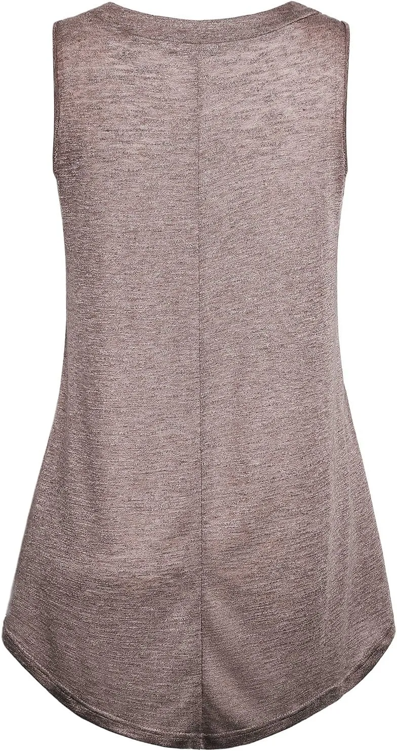 Cestyle Womens Sleeveless V Neck Shirts Pleated Front Flowy Tank Tops