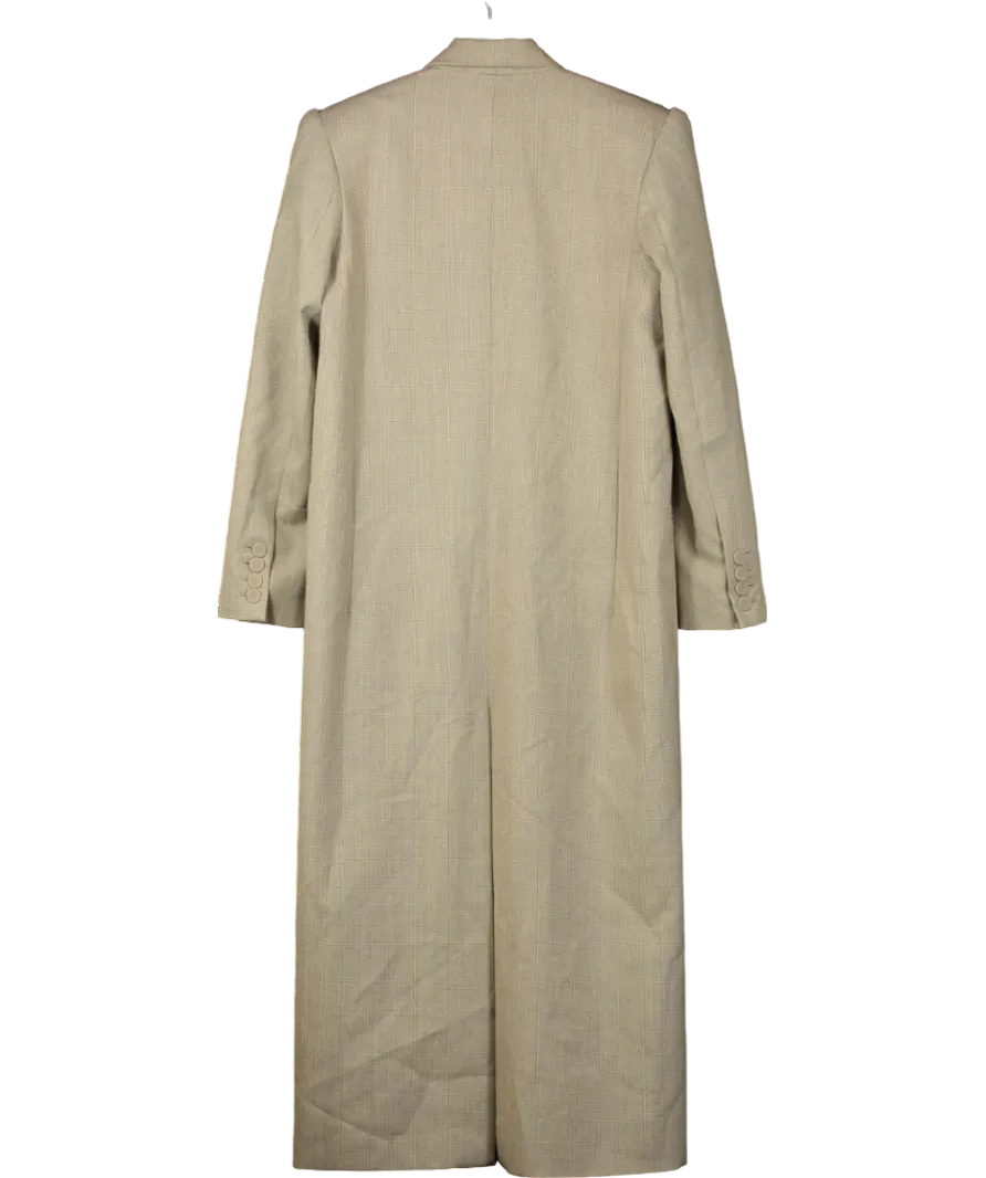 Christopher Esber Beige Fine Wool Mini Houndstooth Long Coat UK 6