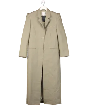 Christopher Esber Beige Fine Wool Mini Houndstooth Long Coat UK 6