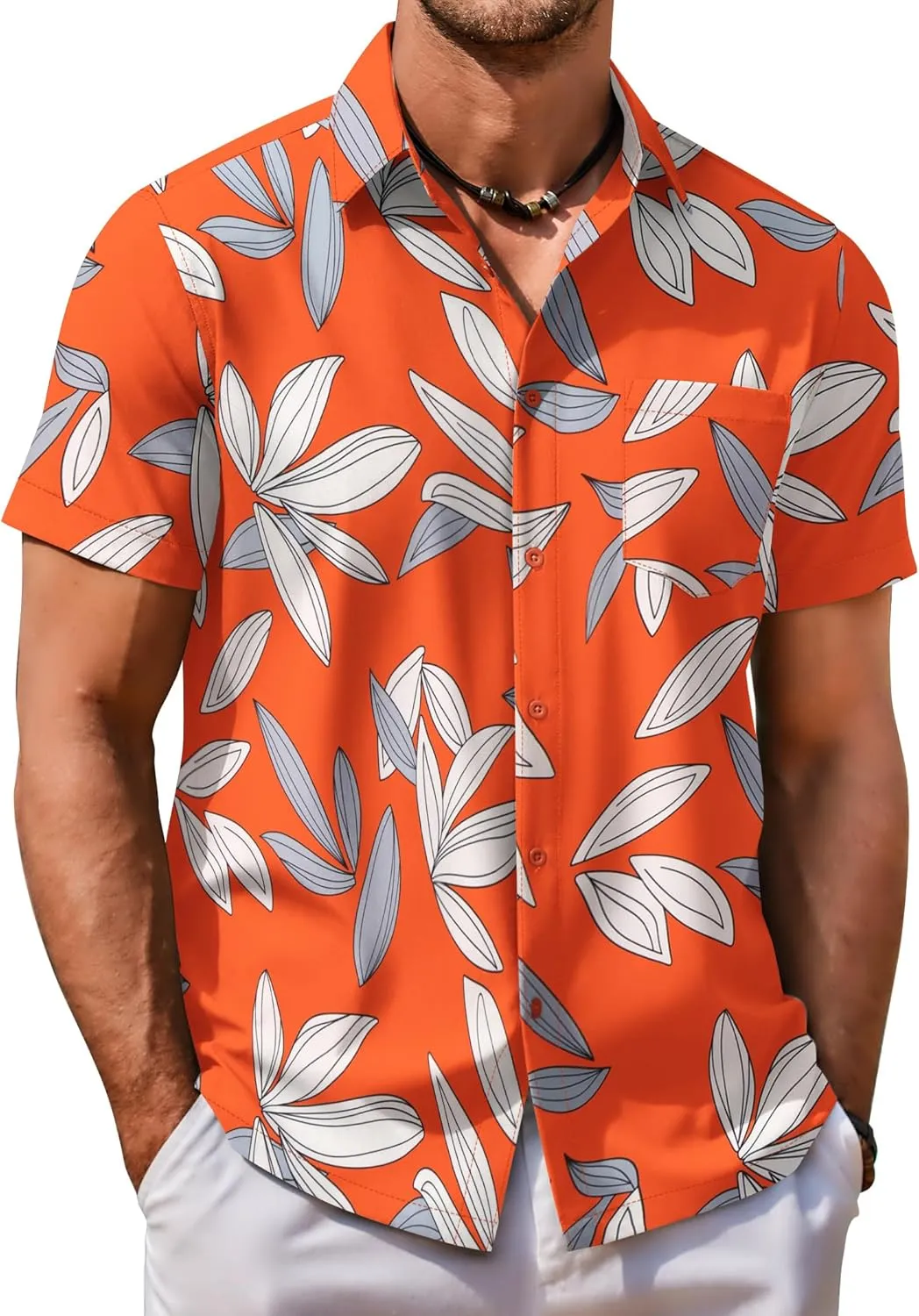 COOFANDY Mens Hawaiian Shirt Short Sleeve Button Down Shirt Tropical Summer Beach Shirt