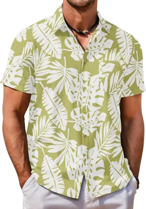COOFANDY Mens Hawaiian Shirt Short Sleeve Button Down Shirt Tropical Summer Beach Shirt