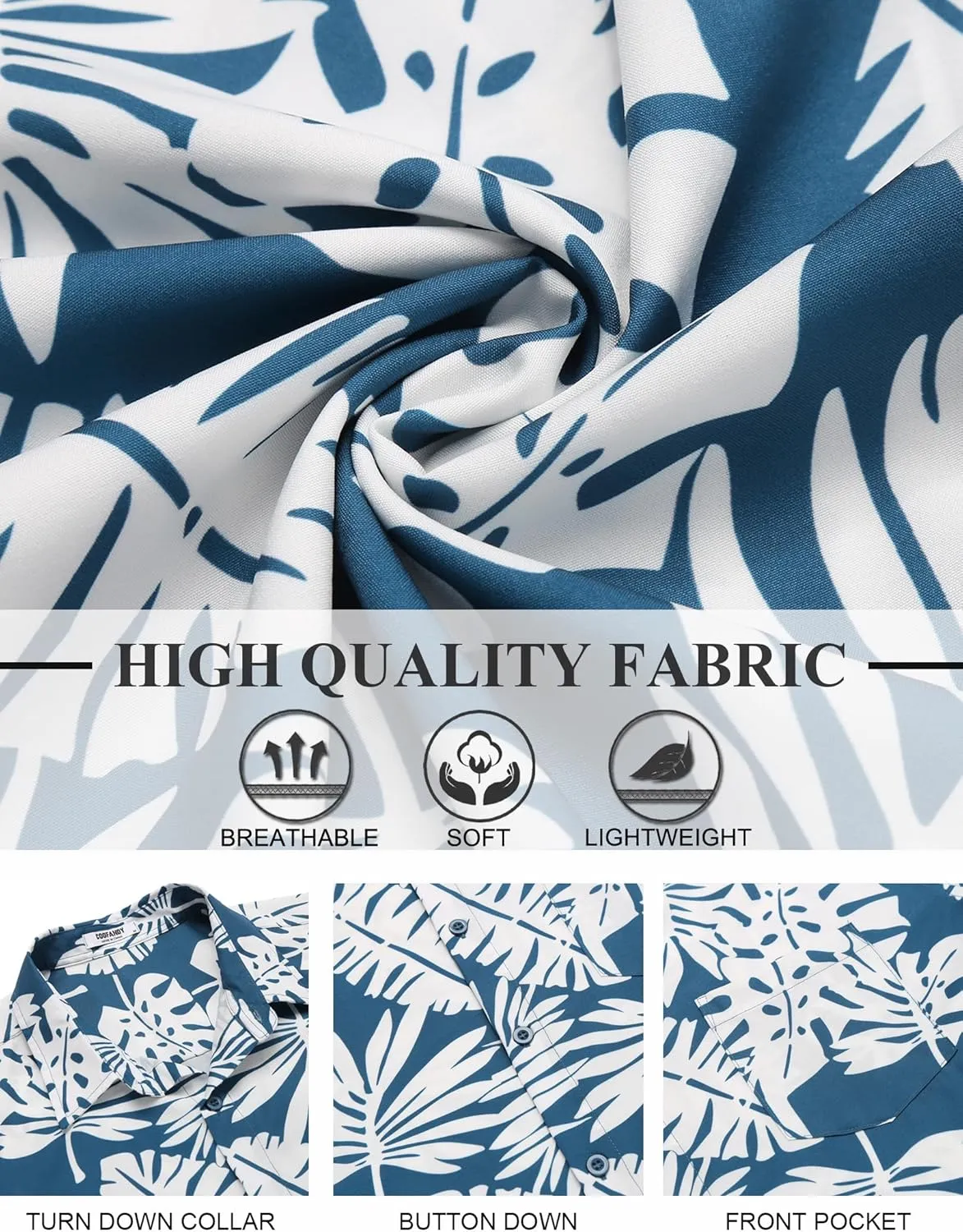 COOFANDY Mens Hawaiian Shirt Short Sleeve Button Down Shirt Tropical Summer Beach Shirt