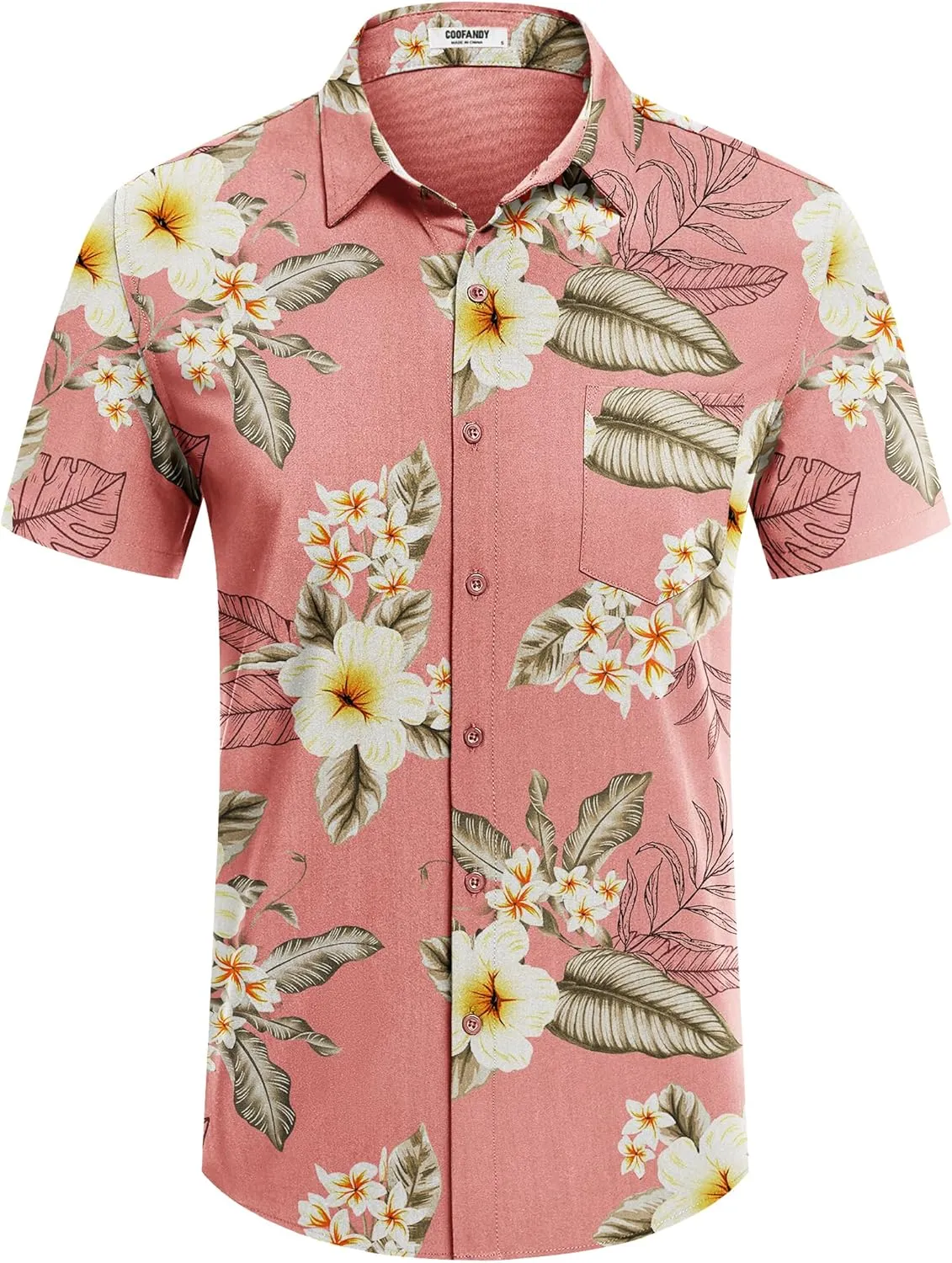 COOFANDY Mens Hawaiian Shirt Short Sleeve Button Down Shirt Tropical Summer Beach Shirt