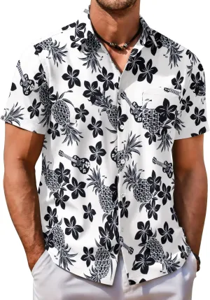 COOFANDY Mens Hawaiian Shirt Short Sleeve Button Down Shirt Tropical Summer Beach Shirt