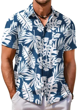 COOFANDY Mens Hawaiian Shirt Short Sleeve Button Down Shirt Tropical Summer Beach Shirt