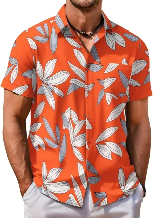 COOFANDY Mens Hawaiian Shirt Short Sleeve Button Down Shirt Tropical Summer Beach Shirt