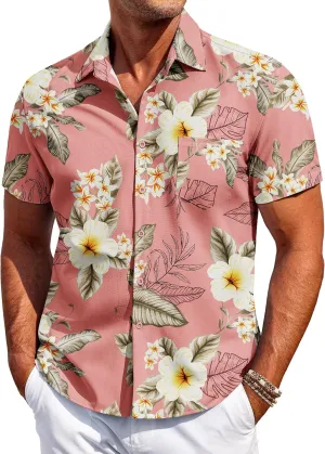COOFANDY Mens Hawaiian Shirt Short Sleeve Button Down Shirt Tropical Summer Beach Shirt