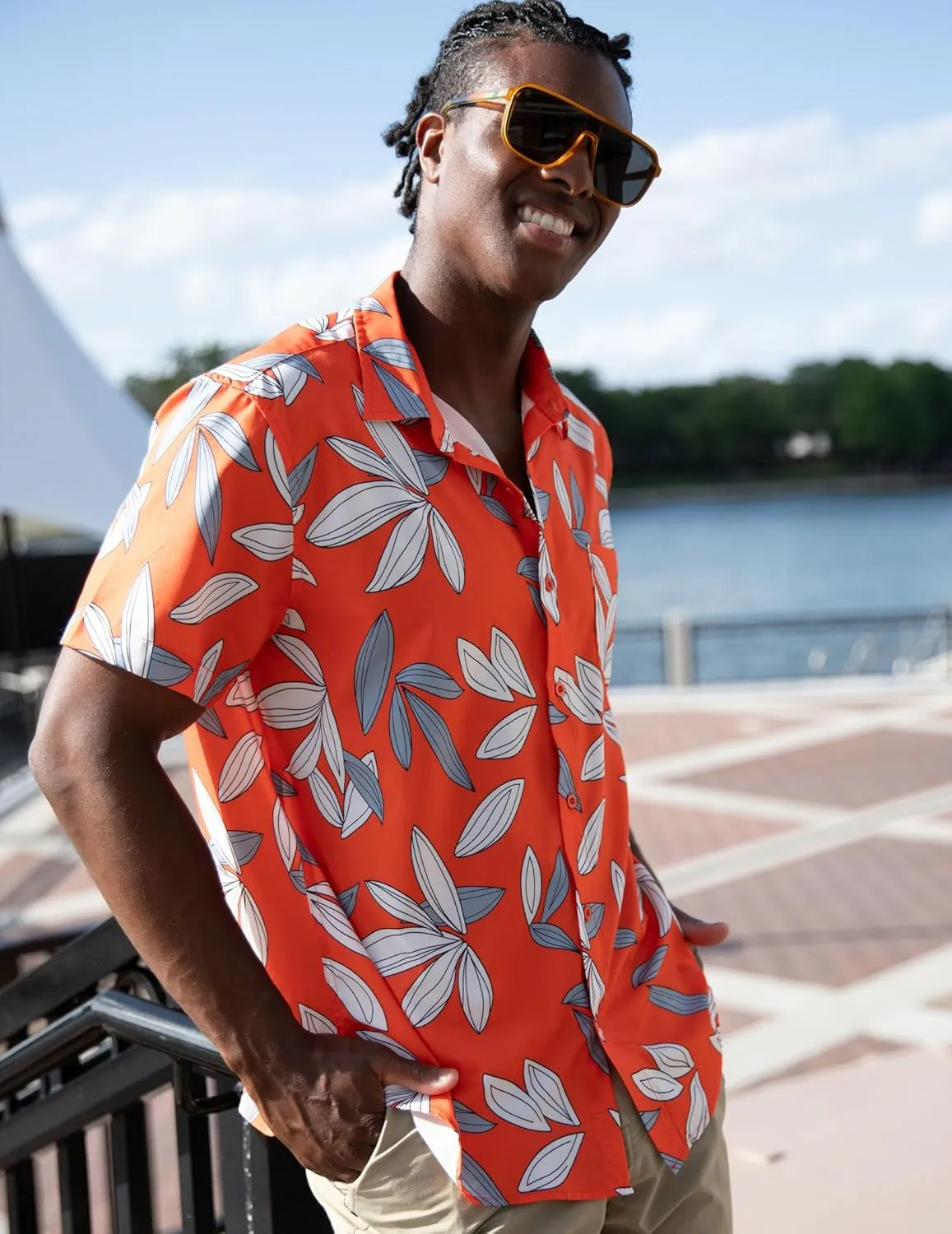 COOFANDY Mens Hawaiian Shirt Short Sleeve Button Down Shirt Tropical Summer Beach Shirt