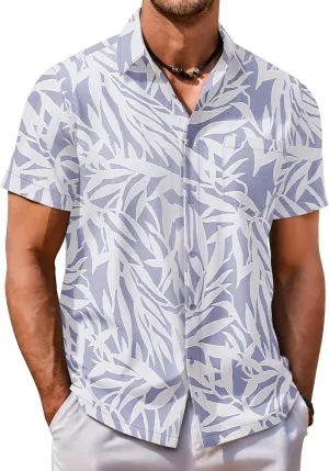 COOFANDY Mens Hawaiian Shirt Short Sleeve Button Down Shirt Tropical Summer Beach Shirt