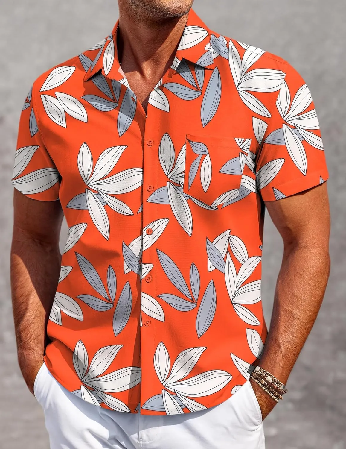 COOFANDY Mens Hawaiian Shirt Short Sleeve Button Down Shirt Tropical Summer Beach Shirt