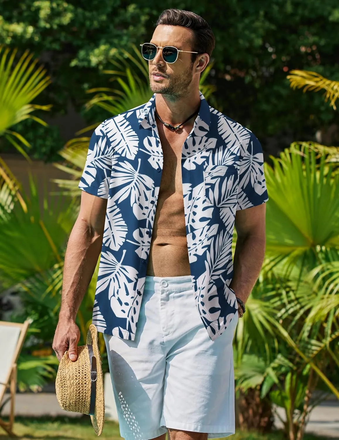 COOFANDY Mens Hawaiian Shirt Short Sleeve Button Down Shirt Tropical Summer Beach Shirt