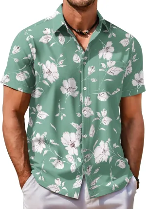 COOFANDY Mens Hawaiian Shirt Short Sleeve Button Down Shirt Tropical Summer Beach Shirt