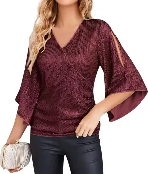 COTECRAM Womens Sequin Tops Summer Fashion Scoop Neck Sparkle Shimmer Short Sleeve/Sleeveless Tanks Tops for Party Night
