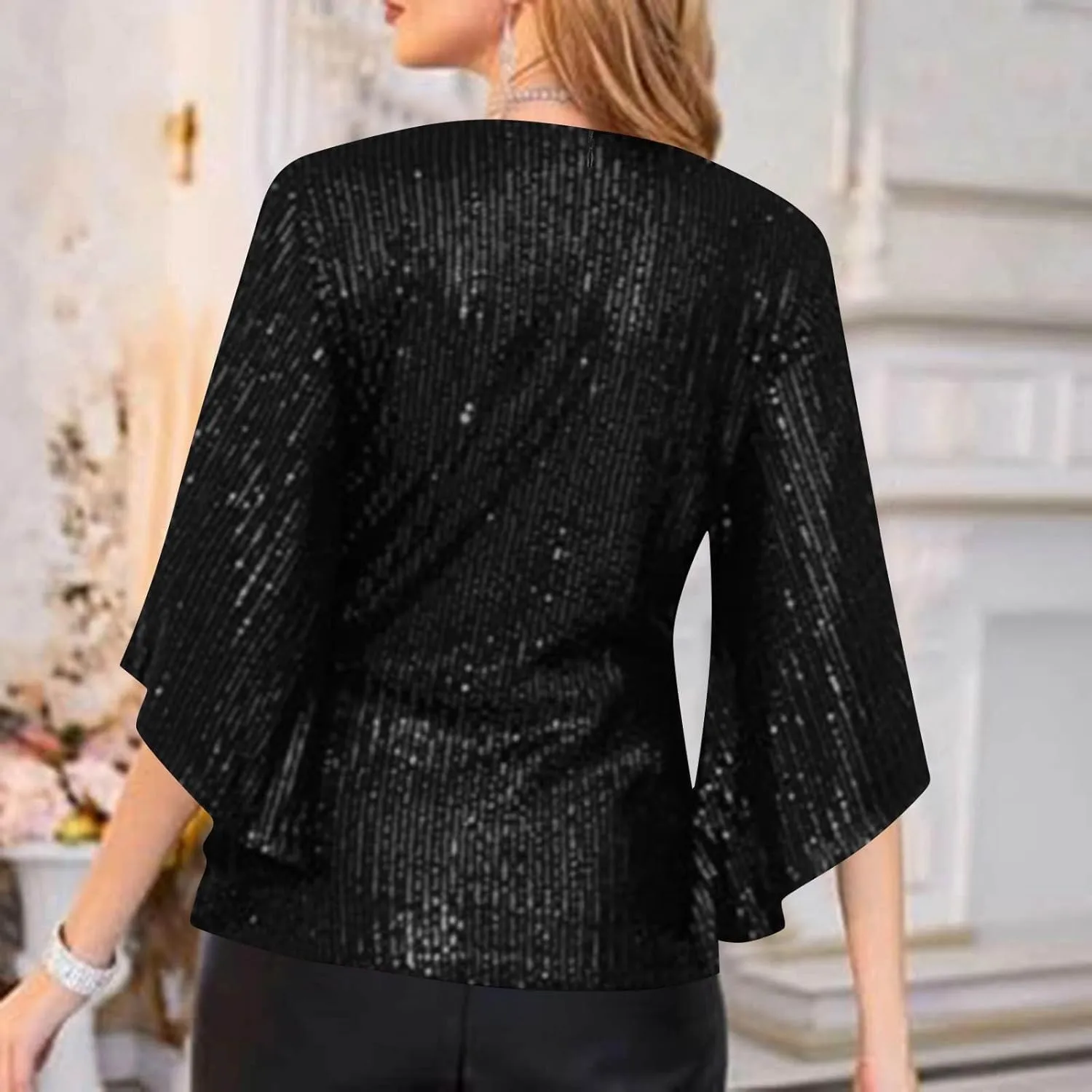 COTECRAM Womens Sequin Tops Summer Fashion Scoop Neck Sparkle Shimmer Short Sleeve/Sleeveless Tanks Tops for Party Night